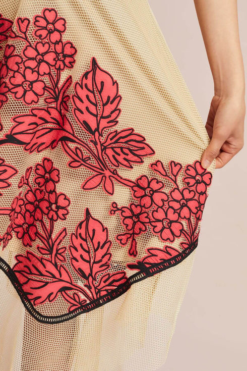 Dorset Skirt - Floral Netted Skirt - Red/Blue